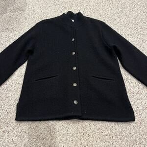 Talbots 100% Wool Sweater Blazerr Sz S Petite Black Quiet Luxury Preppy Casual